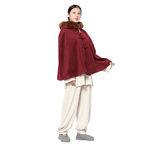 Unisex Meditation Hooded Monk Cloak One Size Length 60cm - color: Maroon