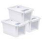 Curver Set of 3 Small VersaBox Plastic Organization and Storage Box with Secure Latching Lid, White - size: Small