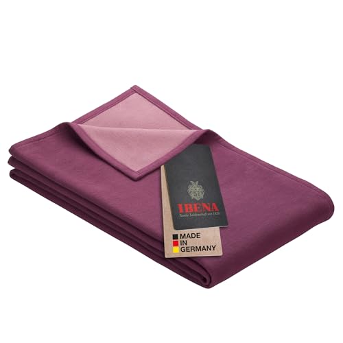 IBENA Reversible Organic Cotton Jacquard Woven Low Pile Velour Throw Blanket Stockholm- Rose Cottage
