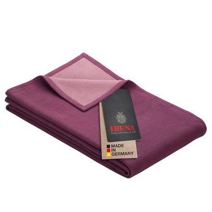 IBENA Reversible Organic Cotton Jacquard Woven Low Pile Velour Throw Blanket Stockholm- Rose Cottage