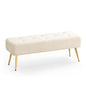 Furnimart Faux Fur Boho Bench Ottoman Upholstered Tufted Bench with Padded Seat, Footrest Foot Stool with Sturdy Metal Leg, for Bedroom Living Room Entryway - color: Fur Ivory White