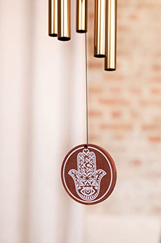 Hamsa Meditation Chimes for Relaxing Sound Healing, 2-YEAR WARRANTY - color: Bronze, style: Hamsa