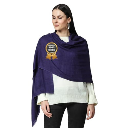 100% Himalayan Cashmere Wrap | Lightweight Cashmere Scarf | Ultra Thin Kashmiri Pashmina Shawl | Ideal For Travel - color: Navy