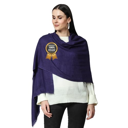 100% Himalayan Cashmere Wrap | Lightweight Cashmere Scarf | Ultra Thin Kashmiri Pashmina Shawl | Ideal For Travel - color: Navy