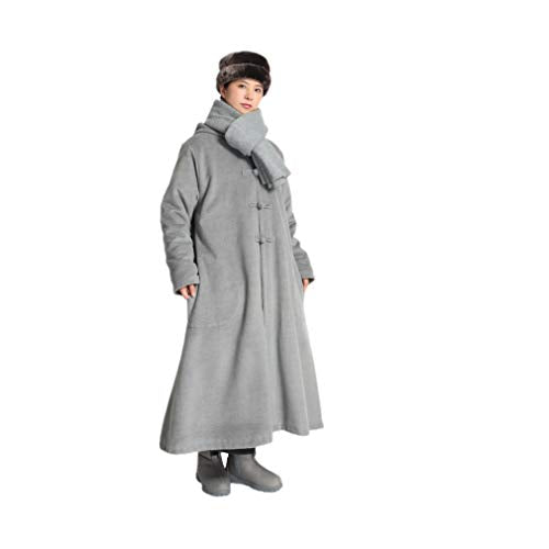 Unisex Men Women Windbreaker Meditation Cloak Overcoat - color: Gray, size: 145cm