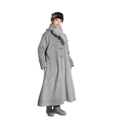 Unisex Men Women Windbreaker Meditation Cloak Overcoat - color: Gray, size: 145cm
