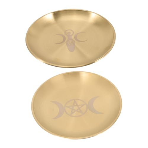 ORFOFE 2pcs Pentacle Altar Plate Elegant Tealight Holder Tray for Rituals Ceremonies Smooth Edges Multi-purpose Decorative Storage for Home Decor