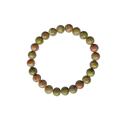 Marka JewelryNatural Unakite Gemstone Bracelet Round Loose Beads 8mm| Handmade Semi-Precious Gemstone Stretch Bracelet for Men & Women