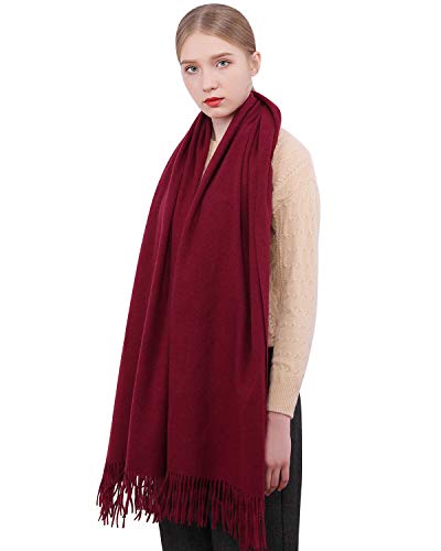 RIIQIICHY Winter Scarfs for Women Pashmina Shawls Wraps for Evening Dresses Large Warm Soft Scarves - color: Burgundy