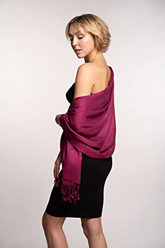 EURKEA Women's Scarf Pashmina Silky Soft Shawls Wraps Stole for Evening, Wedding and Gift - color: Berry