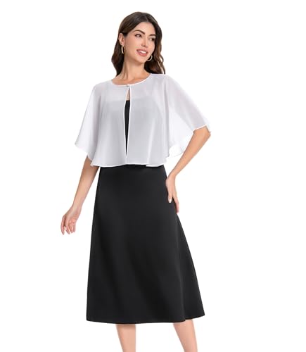 Baoqiya Capelets for women Chiffon Cape Soft Shawls and Wraps Wedding Capes 1920s flapper Cover Up - color: Ivory