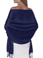 Pashmina Shawls and Wraps for Evening Dresses, Large Soft Pashminas Wedding Shawl - color: Navy Deep Blue