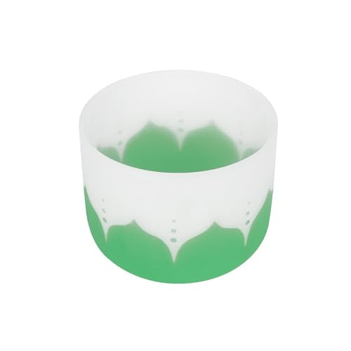 Singing Bowl, 8 Inch Frosted Quartz Crystal Sound Bowl Crystal Singing Bowls with sheepskin percussion stick for Meditation and Stress Relief (Green) - color: Green