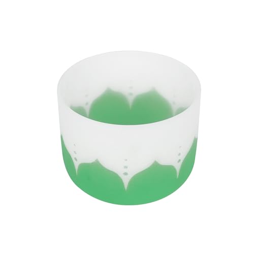 Singing Bowl, 8 Inch Frosted Quartz Crystal Sound Bowl Crystal Singing Bowls with sheepskin percussion stick for Meditation and Stress Relief (Green) - color: Green