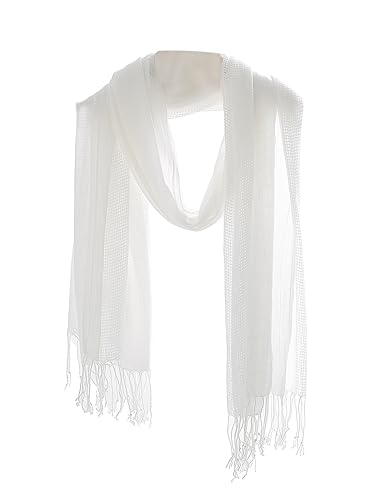 Jeelow Solid Color Scarf Wrap Shawl for Women Men – Soft Lightweight Head Scarf, All Season, Travel Beach Office Daily Wear - color: 100% Cotton White