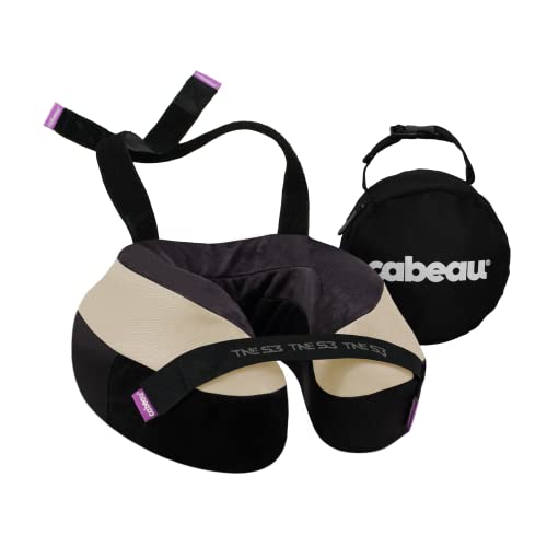 Cabeau Travel Neck Pillows for Airplanes The Neck's Evolution, TNE S3 Supportive Memory Foam Design for Long Haul Flights Attachable Seat Straps and 360 Support (Cairo Tan) - color: Cairo Tan