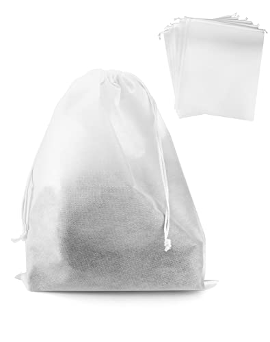 QWORK Drawstring Dust Covers, 6 Pcs Breathable Non-woven Fabric Large Cloth Storage Pouch String Bag for Handbags Purses Shoes