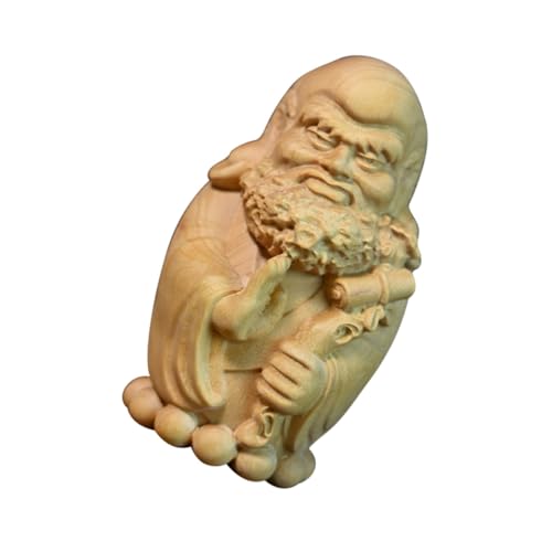 Zerodeko Hand-Carved Bodhidharma Wooden Statue Yellow Wood Decorative Ornament Meditation Home Decor for Zen Spaces Spiritual Tabletop Craft Unique