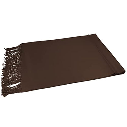 Glory Max Women Large Soft Silky Pashmina Shawl Wrap Scarf in Plain Solid Colors - color: Coffee