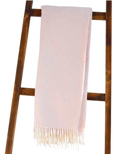 Cotton Acrylic Adirondack Herringbone Woven Throw - Throw Blanket - Soft Rose Cashmere Touch - color: Rose