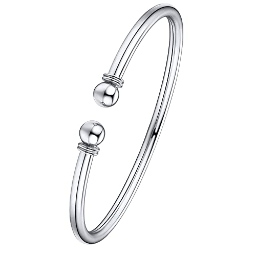 U7 Unisex Simple Cuff Bracelet 18K Real Gold Platinum Plated Fine Bracelets Fashion Jewelry Open Bangle Cuff Bracelets, Twisted or Heart Style - color: C.Simple Cuff-Sterling Silver