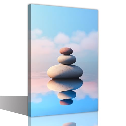 LURENCZH Zen Wall Art for Bathroom Wall Decor Zen Stone Canvas Painting Spa Meditation Spirit Picture Prints for Yoga Room Decor Framed(Stone-2,28.00" x 42.00") - color: Stone-2, size: 28.00" x 42.00"