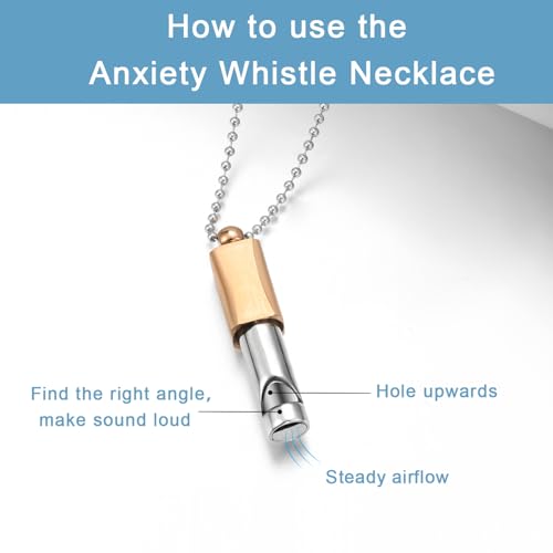 Anxiety Whistle Frequency Healing Devices Mindfulness Breathing Necklace Meditation Stress Relief Tuning Tool Outdoor Emergency Life Saving Tools Jewelry Gift for Women Men