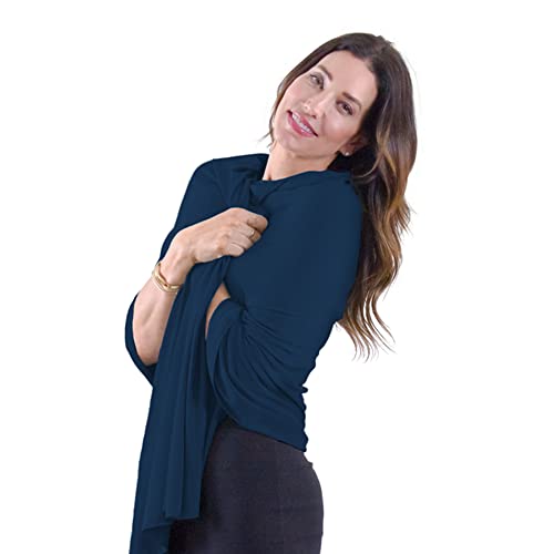 Travel Shawl Wraps for Women - 68x35in Wrap. Lightweight Pashmina, Airplane Travel Blanket Scarf. Made In USA - color: Classic Jersey - Navy Blue