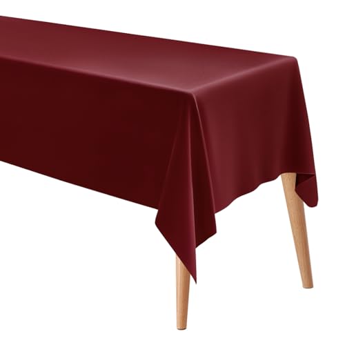 M METERXITY Rectangle Tablecloth, 55 x 87 Inch Thickened Waterproof Polyester Table Cloth for Banquets/Buffet/Parties/Wedding, Anti-Wrinkle Washable Decorative Table Cover [Wine Red] - color: Wine Red, size: 87" x 55" (Rectangular)