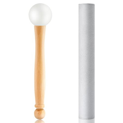 2 Pieces Singing Bowl Mallet Set， Suede Striker Solid and Hollow Sound Bowl Stick, Crystal Sound Bowl Rubber Mallet with Wood Handle for Playing Singing Bowl - size: mallet