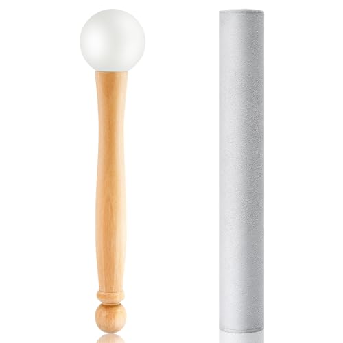 2 Pieces Singing Bowl Mallet Set， Suede Striker Solid and Hollow Sound Bowl Stick, Crystal Sound Bowl Rubber Mallet with Wood Handle for Playing Singing Bowl - size: mallet