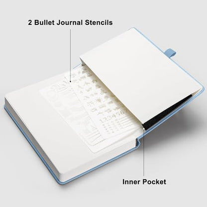 RETTACY Blank Journal Notebook, 192 Pages, A5 Medium Size (5.7'' x 8.3''), Leather Hardcover, 100 GSM Thick Paper, for Sketching, Drawing, Painting (Light Blue) - color: Light Blue, style: Plain