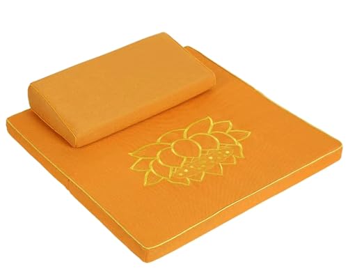 Large and Meditation Cushion,Square Handcrafted Meditation Mat,Portable Foldable Floor Cushion Outdoor Coconut Fibre Linen Yoga Cushion(Size:60x60cm(24x24inch),Color:Yellow-1) - color: Yellow-1, size: 60x60cm(24x24inch)
