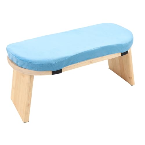 Yinhing Wooden Meditation Bench Ergonomic Detachable Kneeling Stool with Soft Cushion for Practice Includes Convenient Carry Bag Stylish Blue Design for Comfortable Meditation Sessions and (Blue) - color: Blue