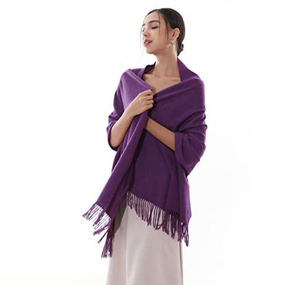 RIIQIICHY Winter Scarfs for Women Pashmina Shawls Wraps for Evening Dresses Large Warm Soft Scarves - color: Purple-1