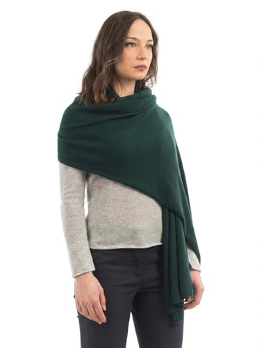 Dalle Piane Cashmere Womens Wool Cashmere Blend Stole Soft Italian Shawl Wrap for Wedding Evening Gift Made in Italy - color: Green