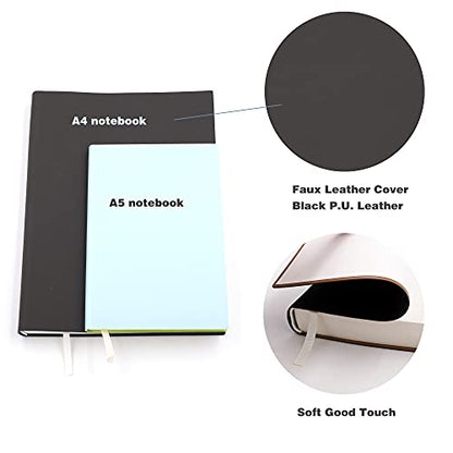 Large Thick Journal Notebook,Lined Papers,A4 8.4x11.4 inches,416 Pages,Soft Faux Leather Cover (Black,Ruled) - color: Black,Ruled, 416Pages