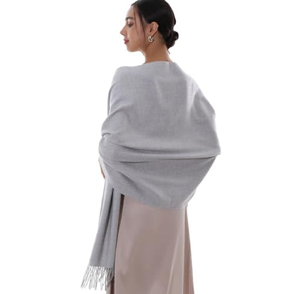 RIIQIICHY Winter Scarfs for Women Pashmina Shawls Wraps for Evening Dresses Large Warm Soft Scarves - color: Light Grey