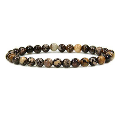 Angelstones Handmade Natural Healing Gemstone 6mm Round Beads Stretch Crystal Bracelet 7 Inch Unisex - color: African Pink Agate
