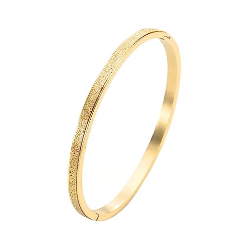 4mm/6mm Wide Simple Bangle Bracelets for Women Stainless Steel Matte Finish Birthday Gift - color: Gold-4mm