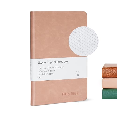 Stone Paper Journal Premium A5 Hardcover Vegan Leather Notebook Journal | 160 Pages | Premium Quality Professional Notebook For Men and Women |Comes With Gift Box Waterproof Notebook - color: Matt Pink