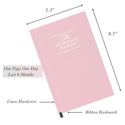 Gratitude Journal – 5 Minute Daily Reflection with Prompts for Mindfulness, Self Care & Positive Thinking, 300 Seconds Guided Journal Pink Edition for Women & Men Available All Year Round - color: Light Pink