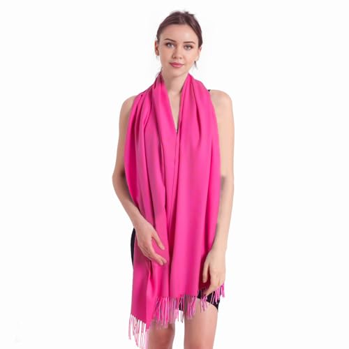 Pashmina Scarf and Shawl - Soft Women Pashminas Wrap for Wedding Evening Party dresses - color: N#. Fuchsia