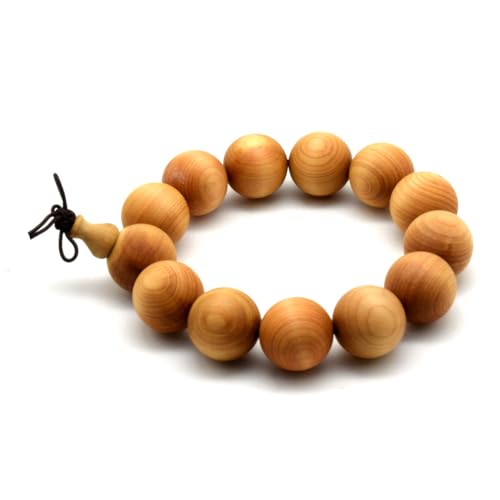 Zen Dear Unisex Thuja Sutchuenensis Wood Beads Wooden Bracelet Necklace Prayer Mala Wristband Bracelet (18mm 13 Beads)