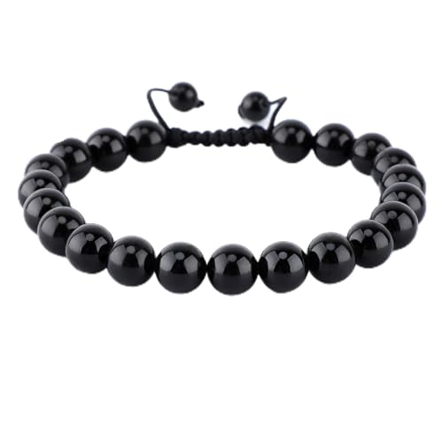 AD Beads Unisex 8mm Gemstone Bracelets Healing Macrame Adjustable 7-9 Inches || wear this healing natural gemstone bracelet help to erase your pain and fear || recover your energy||| - color: Black Tourmaline