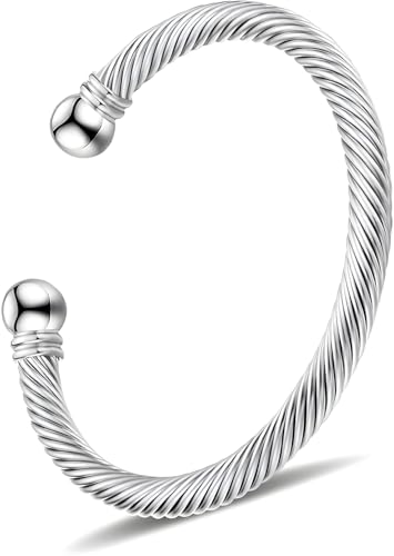 Stainless Steel Twisted Cable Wire Bracelets Adjustable Open Cuff Bangle Bracelet Vintage Jewelry Gift for Women - color: silver cable bracelet