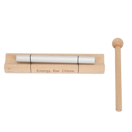 Single Tone Energy Chime for Mindfulness Meditation, Wooden Hand Chime with Mallet, Cherry Wood and Aluminum Alloy Healing Bell for Yoga Prayer Stress Relief (Moon Shaped) - size: Moon Shaped