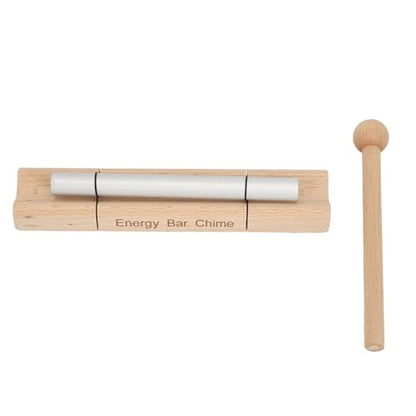 Single Tone Energy Chime for Mindfulness Meditation, Wooden Hand Chime with Mallet, Cherry Wood and Aluminum Alloy Healing Bell for Yoga Prayer Stress Relief (Moon Shaped) - size: Moon Shaped