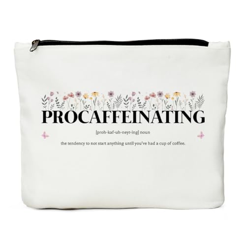 JIUWEIHU Procaffeinating Definition Cosmetic Bag, Funny Gifts Makeup Bag, Coffee Lovers Gift Ideas, Coffee Accessories, Birthday Appreciation Gifts for Women Female Sister Bestie Friend Coworker - color: Procaffeinat
