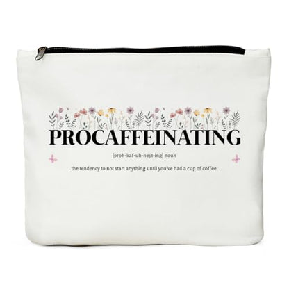 JIUWEIHU Procaffeinating Definition Cosmetic Bag, Funny Gifts Makeup Bag, Coffee Lovers Gift Ideas, Coffee Accessories, Birthday Appreciation Gifts for Women Female Sister Bestie Friend Coworker - color: Procaffeinat